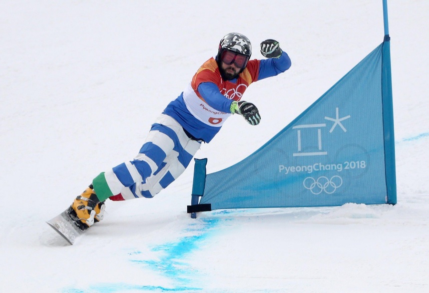 Edwin Coratti, snowboarder italiano, in gara alle Olimpiadi invernali di PyeongChang 2018