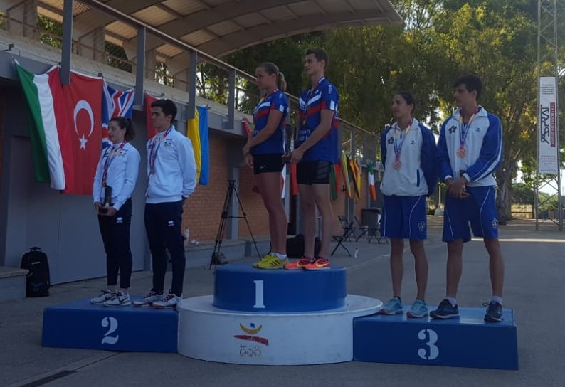 pentathlon europei junior 2018 podio staffetta mista elena micheli roberto micheli bronzo italia italy pentathlon moderno campionato europeo junior 2018 juniores