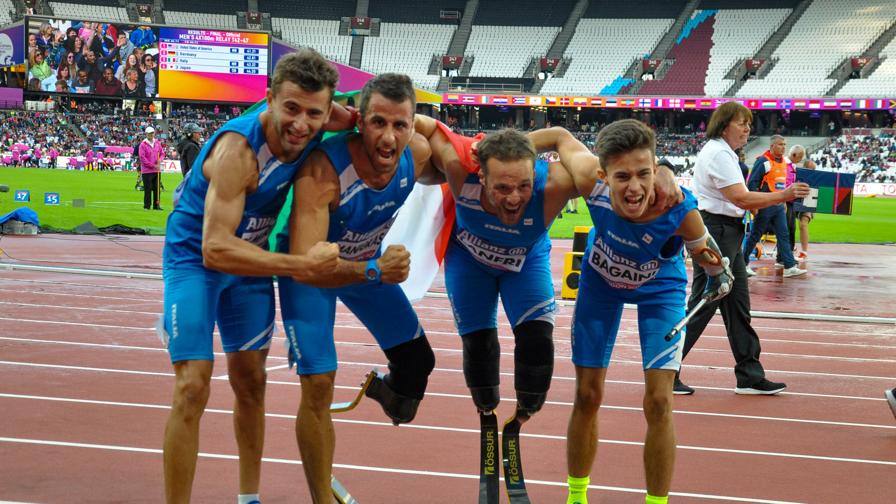 I ragazzi della staffetta azzura vincono l'argento agli Europei di atletica paralimpica 2018