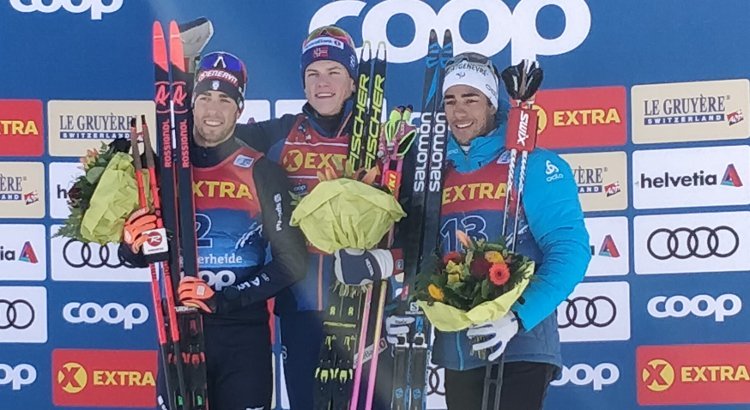 Federico Pellegrino sul podio nella seconda giornata del Tour de Ski 2020
