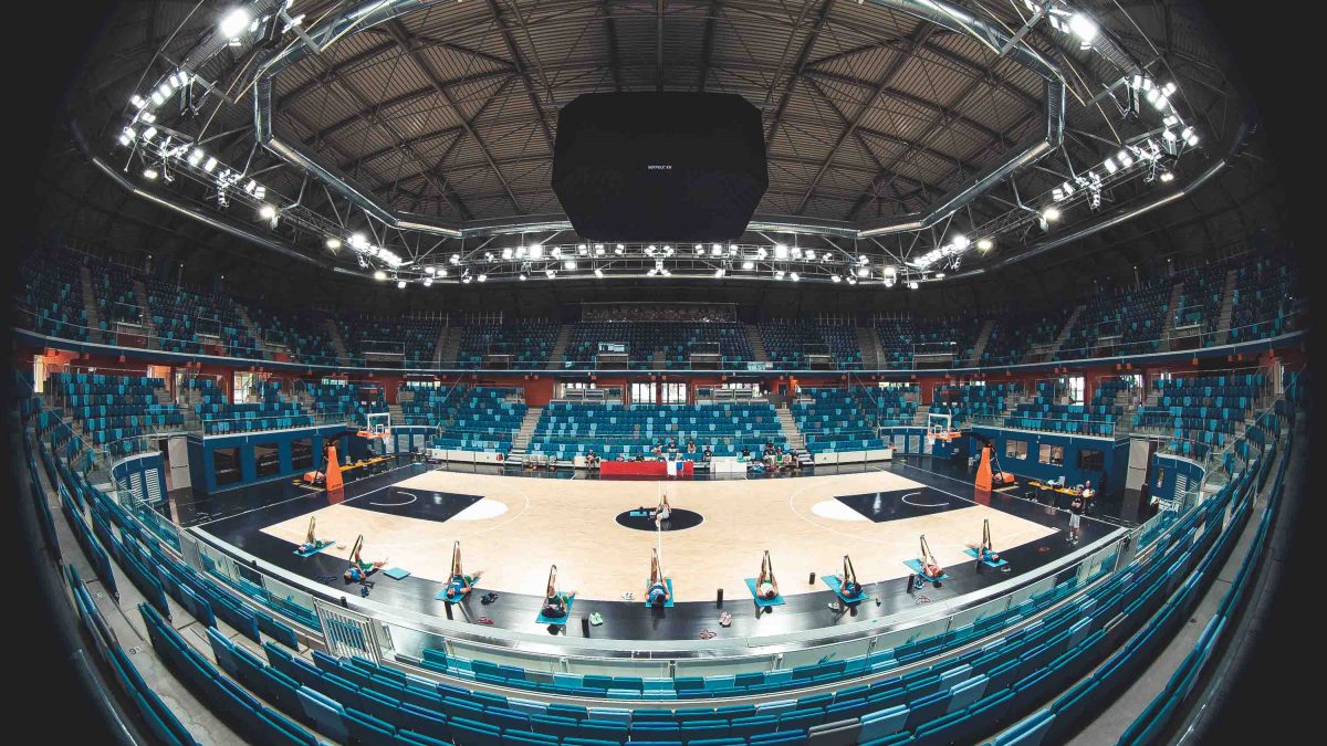 Uno scorcio dell'Allianz Cloud di Milano durante una sessione di allenamento della Nazionale italiana di basket