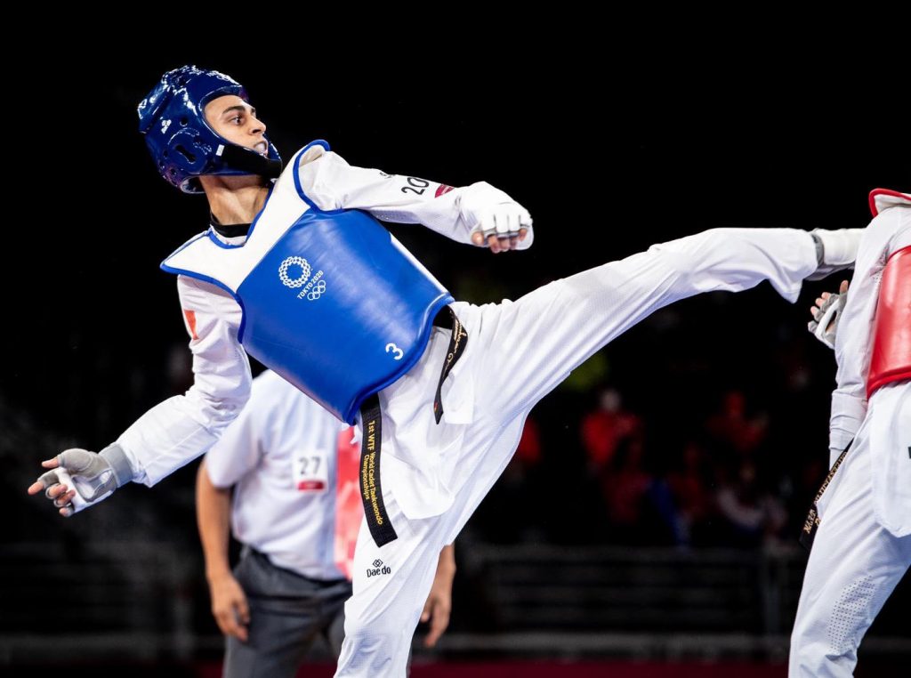 Vito Dell'Aquila in azione nella semifinale del torneo olimpico di taekwondo, categoria -58 kg