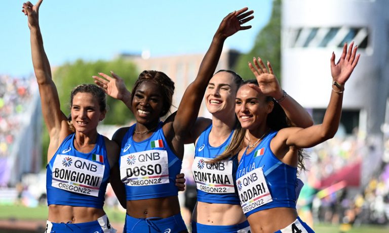 Atletica Mondiali 2022 Eugene giorno 8 4x100 donne in finale AdG