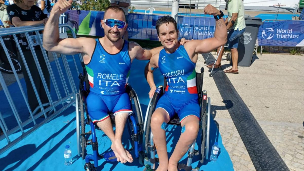 paratriathlon coppa del mondo 2022 alhandra giuseppe romele rita cuccuru italia italy world para triathlon cup triathlon paralimpico oro e bronzo