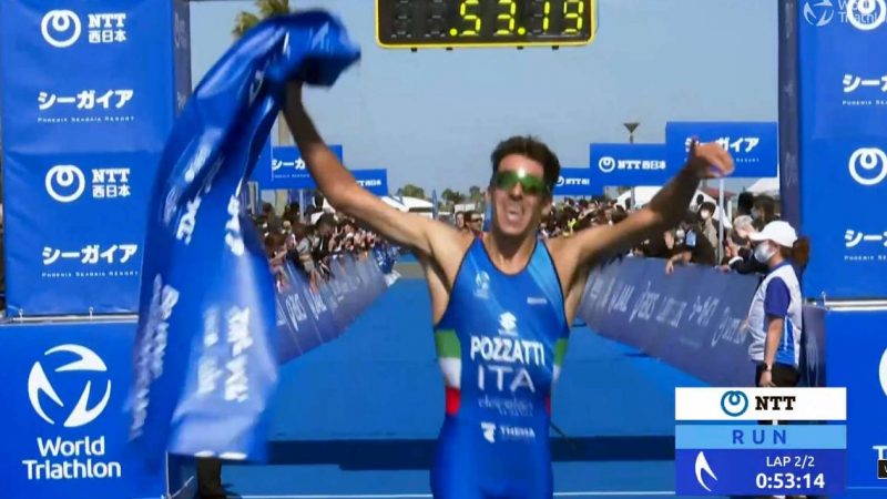 triathlon coppa del mondo 2022 miyazaki gianluca pozzatti oro primo world cup giappone japan italia italy gold first place 1°posto
