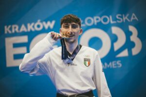 taekwondo giochi europei 2023 dennis baretta oro italia italy european games 2023 gold categoria -63 kg uomini men