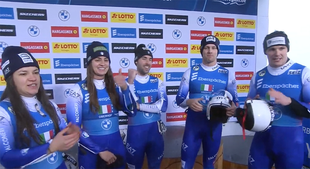 slittino coppa del mondo 2024 oberhof staffetta italiana terzo posto italy luge world cup Verena Hofer, Ivan Nagler/Fabian Melleier, Dominik Fischnaller e Andrea Vötter/Marion Oberhofer