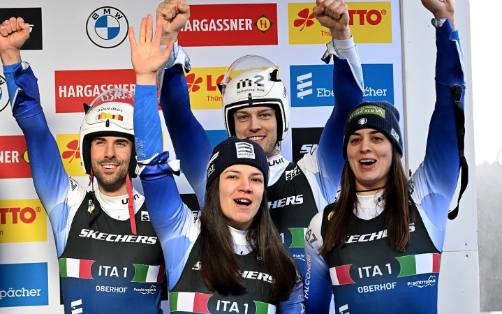 slittino coppa del mondo 2025 oberhof staffetta mista doppio terzo posto italia ivan nagler fabian malleier andrea voetter mario oberhofer luge world cup 2024 2025